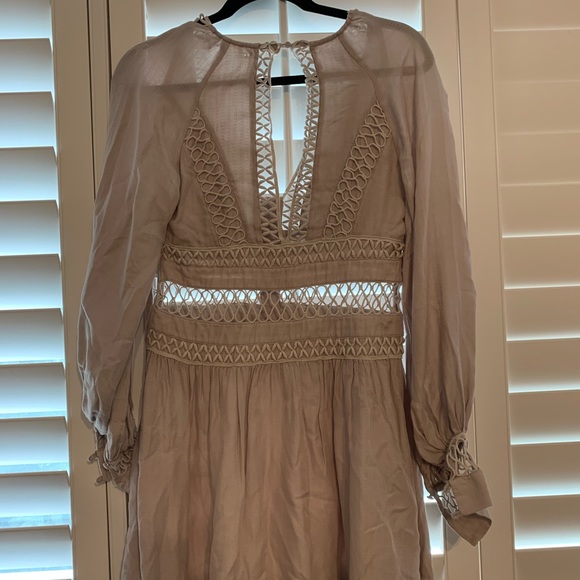 FREE PEOPLE grey detailed long sleeve DRESS - Picture 2 of 6